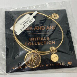 NWT Alex and Ani Letter M Initial Charm Bracelet Gold tone